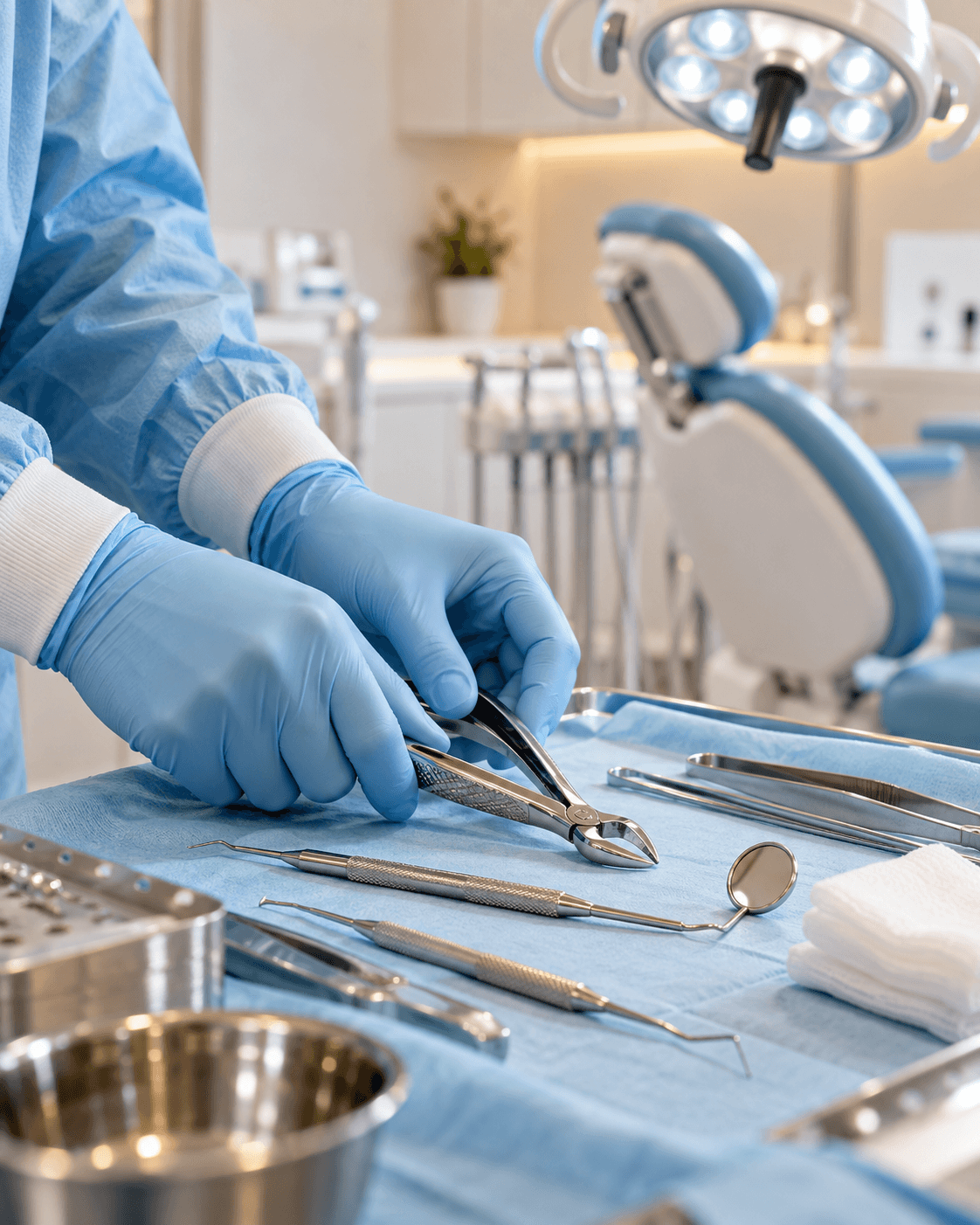 Instruments préparés pour une chirurgie orale