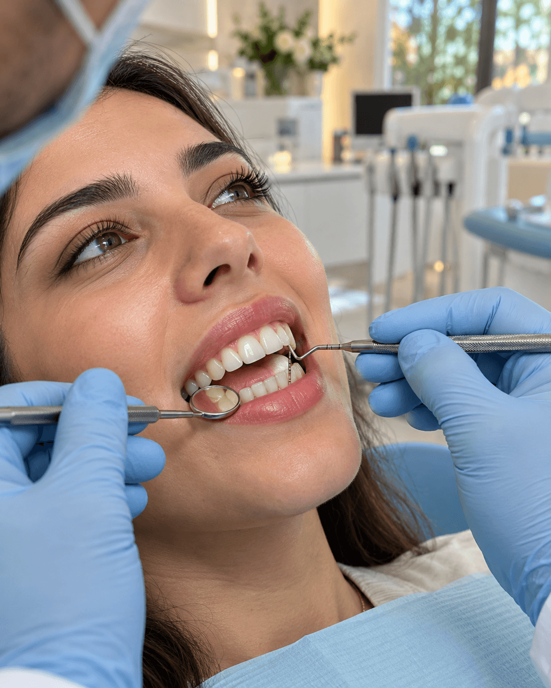 Gum examination during a consultation