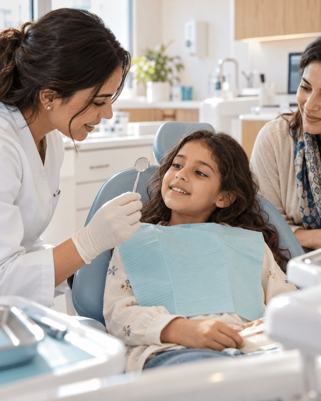 Child attending a dental check-up